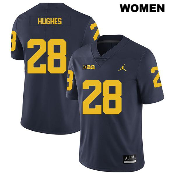 Women's NCAA Michigan Wolverines Danny Hughes #28 Navy Jordan Brand Authentic Stitched Legend Football College Jersey ZT25W15GY